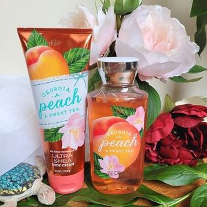 Georgia Sweet Peach Lotion & Shower Gel Bath & Body Works  Set of 2 NWT